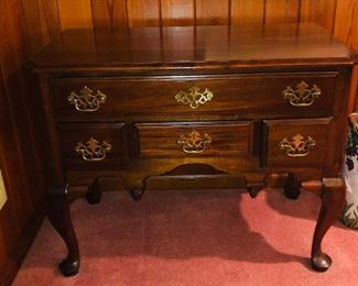 Vintage Solid Mahogany Queen Anne Style Lowboy