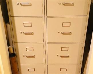 Pair of metal 4 drawer filing cabinets 