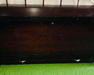 Vintage mid century lane cedar chest. There is a drawer on the bottom. 