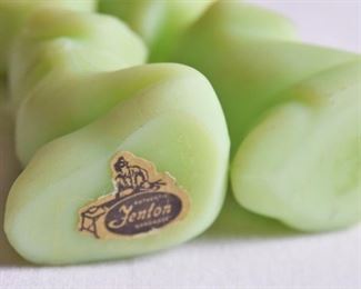 Vintage Fenton Satin Custard Uranium Glass Praying Boy and Girl Figures