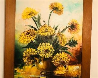 Framed floral painting 
