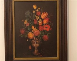 Framed floral painting 