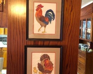 Cross stitch roosters