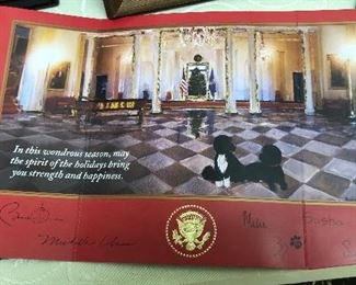 Christmas card signed by the Obama’s and their dogs