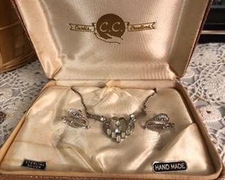 VINTAGE Original Box "Curtis Creations" Sterling Handmade Necklace and Earrings
1950’s