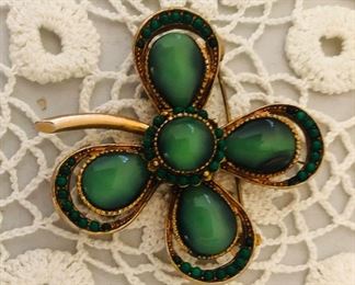 Vintage 4 leaf clover brooch.  Lots of costume jewelry 