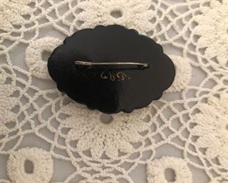 Vintage Russian hand painted and signed brooch 