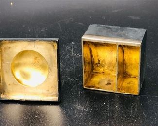  Brass lined double ink well