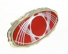 Vintage Japan Hidden Mirror Lipstick Holder Case Clip On Long Red Metal