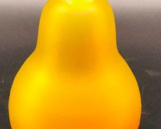 Hand Blown Amberina Glass Pear Fruit Satin Finish
