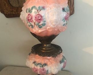 Antique Gone with the Wind Electrified Lamp- Roses- Lions- Unique Metal Work 
