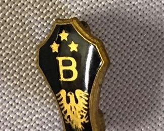 Vintage Beta Club Fraternal Eagle 3 Stars ENAMEL Brooch Pin Black Gold