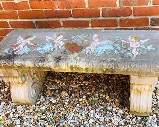 There are a couple of concrete benches