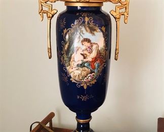 Very pretty French Blue Royal Porcelain and Bronze Urn/lamp
