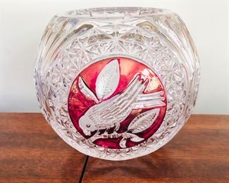 Hofbauer Red Byrdes Birds Collection ~ German Crystal ~ Rose Bowl