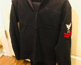 WW2 US Navy Issue Sailor Jumper, Storekeeper 2nd Class, Named/2 pair trousers