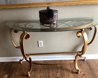 1 of 2 glass and iron tables