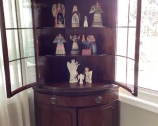 Jim Shore figures ~ vintage corner cabinet