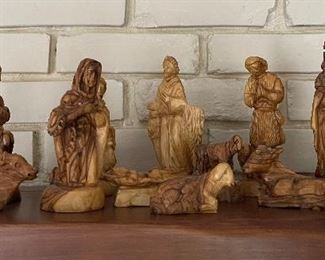 Vintage Nativity Pieces.  Wood Carved