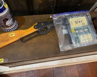 Civil War Bullets and BB Gun and Antique Wooden Hand- Made Small Foot Locker Chest