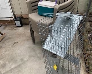 Have a Heart Large Trap and 4 Clean New Entertaining Outdoor Plastic Chairs