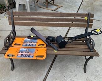 Wooden Bench. Car Cargo Holders, Machete Stainless with Saw Blade