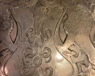 Monogram on antique vanity set