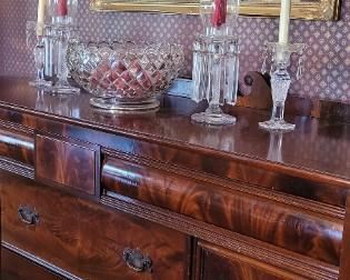 Antique burled wood Buffet-Sideboard, large gilt wood mirror