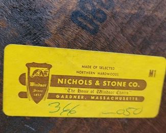 Nichols & Stone Co, Massachusetts, selected hardwoods small Windsor Chair