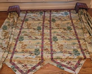 Custom made window treatment, English Hunt Scene