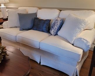 Thomasville white jacquard upholstered sofa