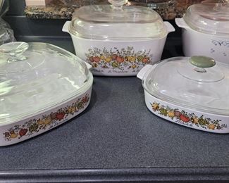 Corning Ware Spice of Life 5 Quart Dutch Oven and 2 smaller casseroles with lids
