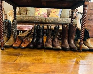 Men's leather cowboy boots = various brands including Black Jack
*3rd pair from left = SOLD