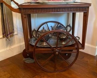 Antique mahogany tea cart