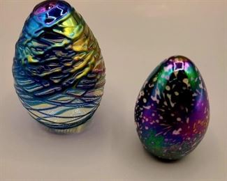 RARE egg shaped paperweights 
by Glass Eye Studio