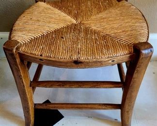 Vintage wicker & wood footstool