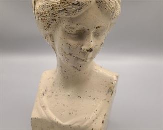 Cast iron Roman lady head bust statue