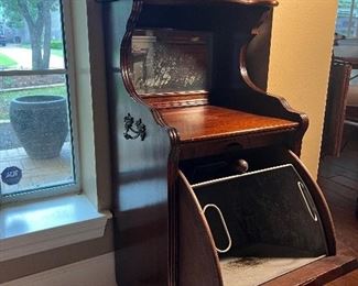 Antique Coal Box Cabinet with Mirror