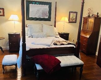 Thomasville four posted queen size bed w/matching dressor & mirror + two night stands and armoire
+
Tempur-Pedic Queen adjustable mattress