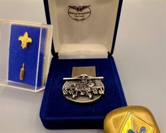 Boy Scout tie & shirt pins + Heritage Metalworks fine pewter helicopter money clip