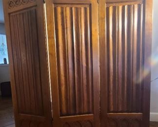 Vintage heavy wood ornate room divider