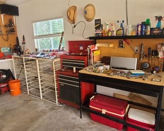 *red tall tool metal tool chest = SOLD
*big work area metal base next to red tall metal tool chest = SOLD