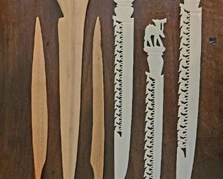 Wooden letter openers and bone knives