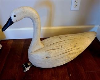 Large vintage wood swan decoy