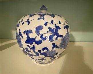 Vintage Blue and White Porcelain Jar