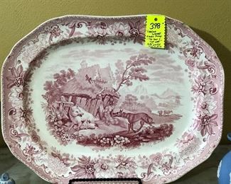 Less than $100 for this Copeland Garrett & Sons 16 1/2 “ “Fables: The Sow and The Wolf” Platter
