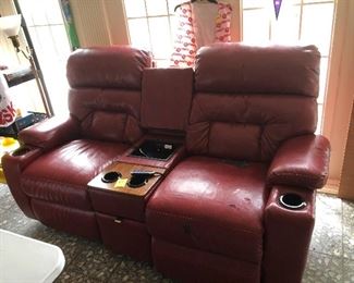 $74.50 for this La-Z-Boy, Remote Controlled, Double Reclining Sofa, with center Storage and outlet for phones, and electronics 