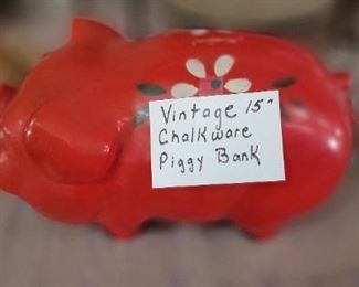 VINTAGE CHALKWARE PIGGY BANK