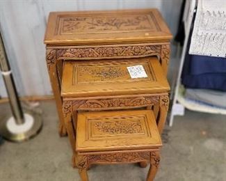 HAND CARVED NESTING TABLES