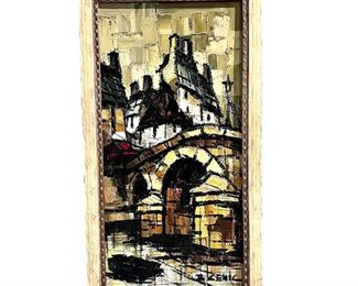 Abstract European Cityscape Oil Painting